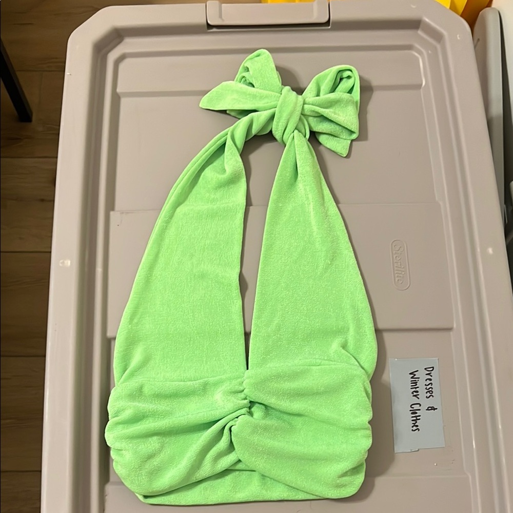 Vibrant Green Halter Top with Bow